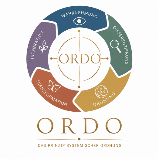 ORDO-Prozess mit den fünf Phasen Wahrnehmung, Differenzierung, Ordnung, Transformation und Integration